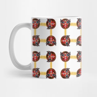 Creepy Bowl of Curry Square Plaid Noodle Pattern Design Mug